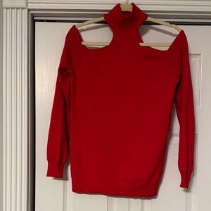 Cyrus Red Cold Shoulder Sweater